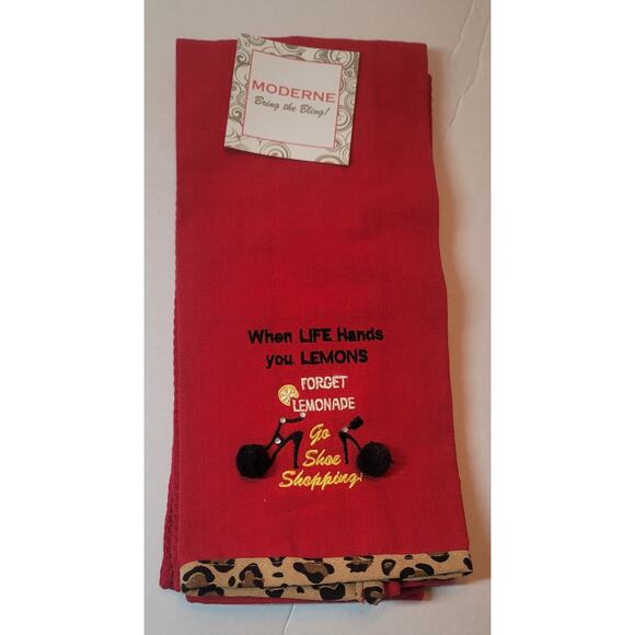 Modene Dish Towels " When Life Gives You Lemons, Forget Lemonade, Go Shoe... - Picture 1 of 3